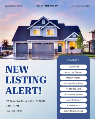 Blue Modern Real Estate Listing Promotion Instagram Post