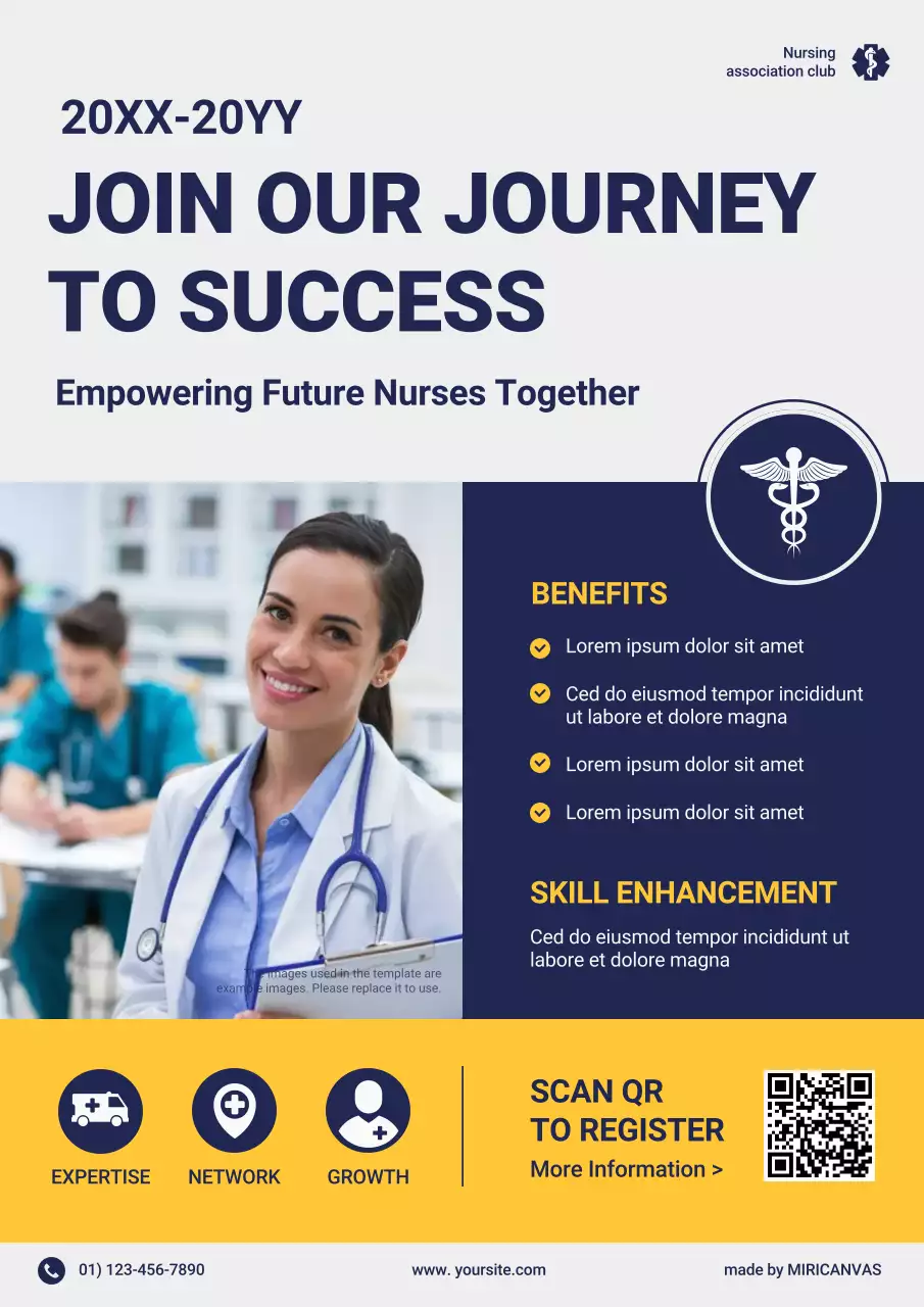 Blue Modern Nursing Club Registration Poster