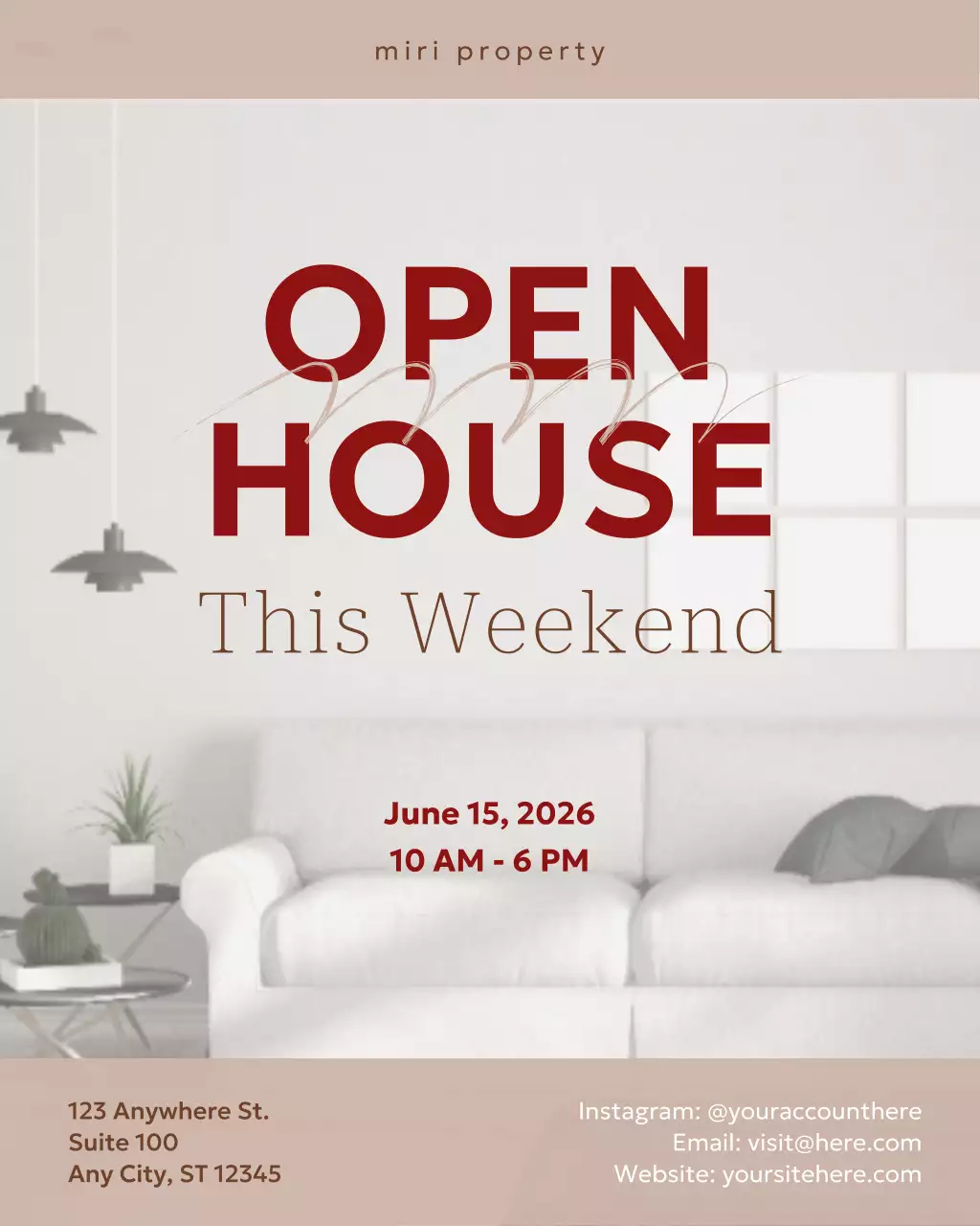 Beige Modern Real Estate Open House Announcement Instagram Post