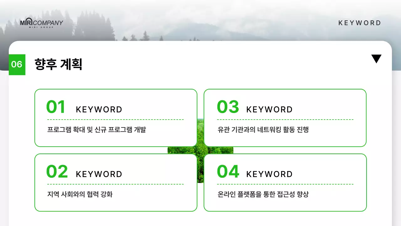 연두색의 정갈한 모던 환경 공공기관 보고서
