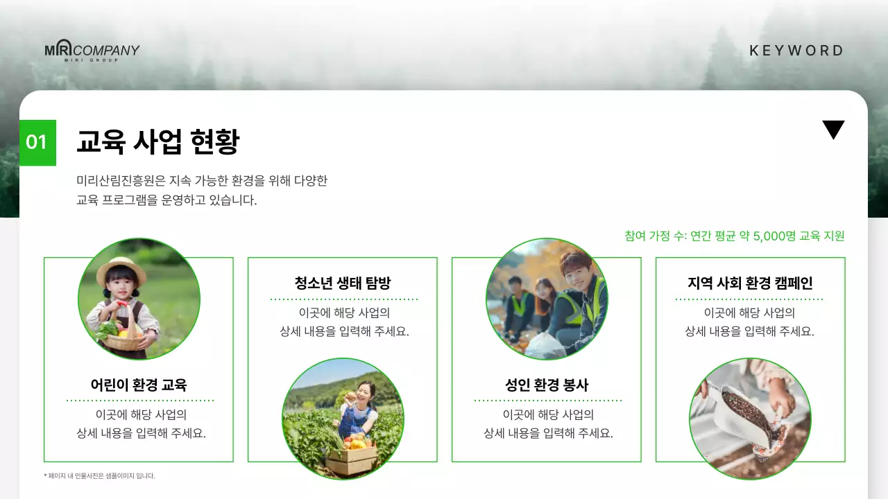 연두색의 정갈한 모던 환경 공공기관 보고서