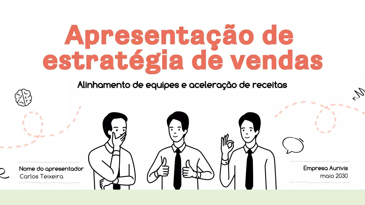 apresentação de vendas coral moderna desenhada à mão