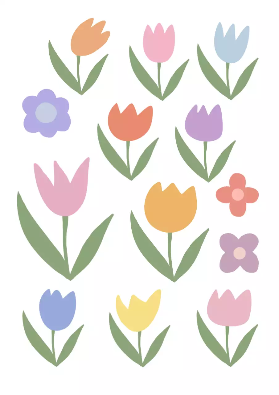 연보라 아기자기한 꽃 스티커