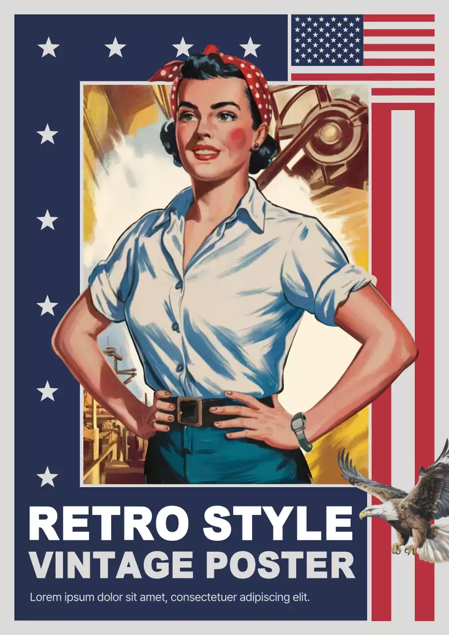 Navy Retro Empowerment Design Poster