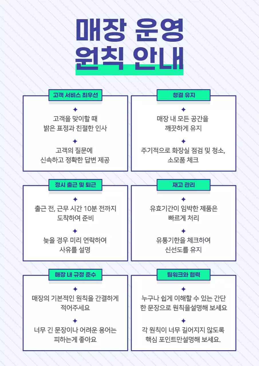 파랑 깔끔 아르바이트 매뉴얼