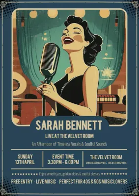Teal Vintage Jazz Event Announcement Poster