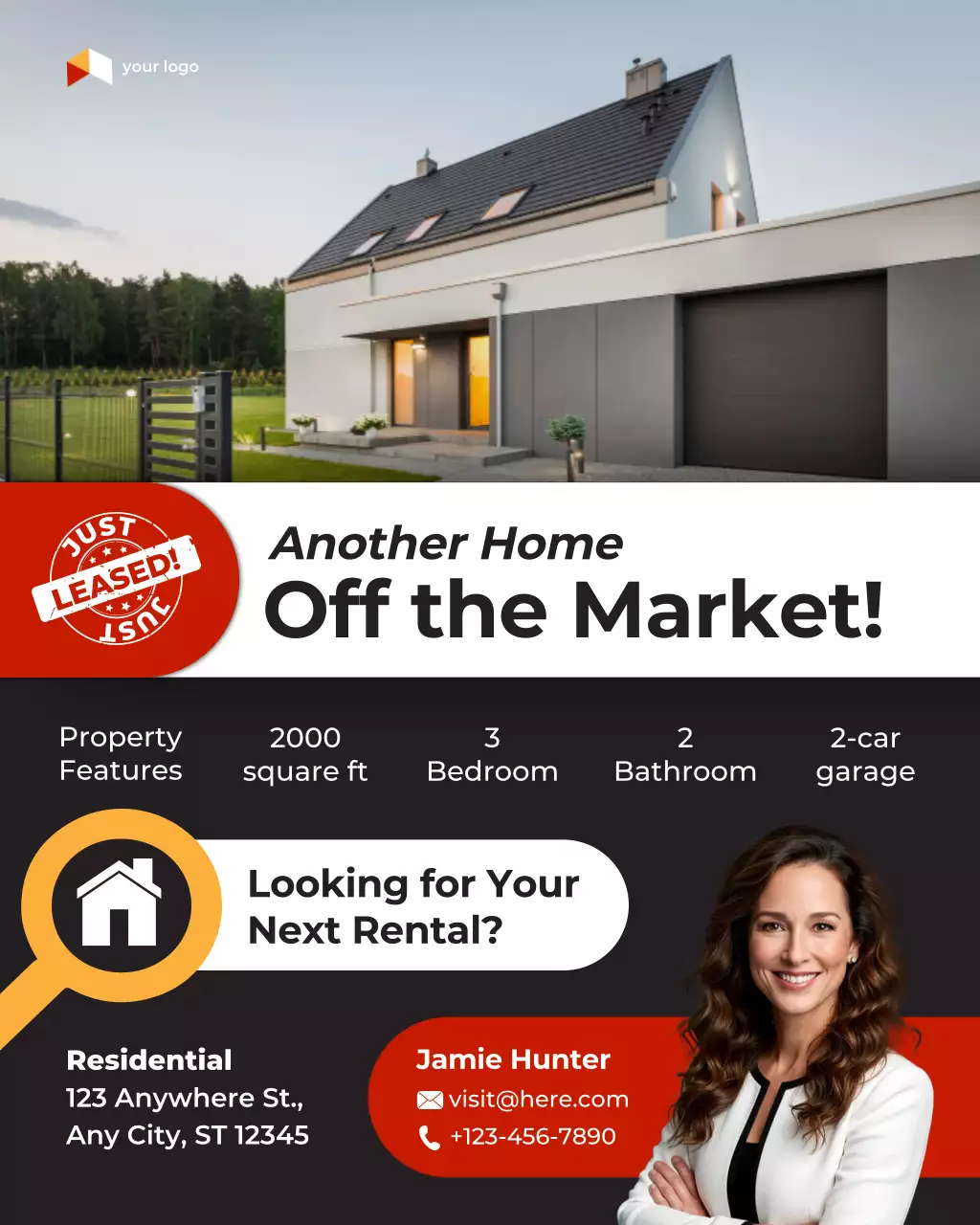 Dark Modern Real Estate Rented Update Instagram Post