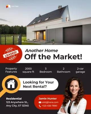 Dark Modern Real Estate Rented Update Instagram Post