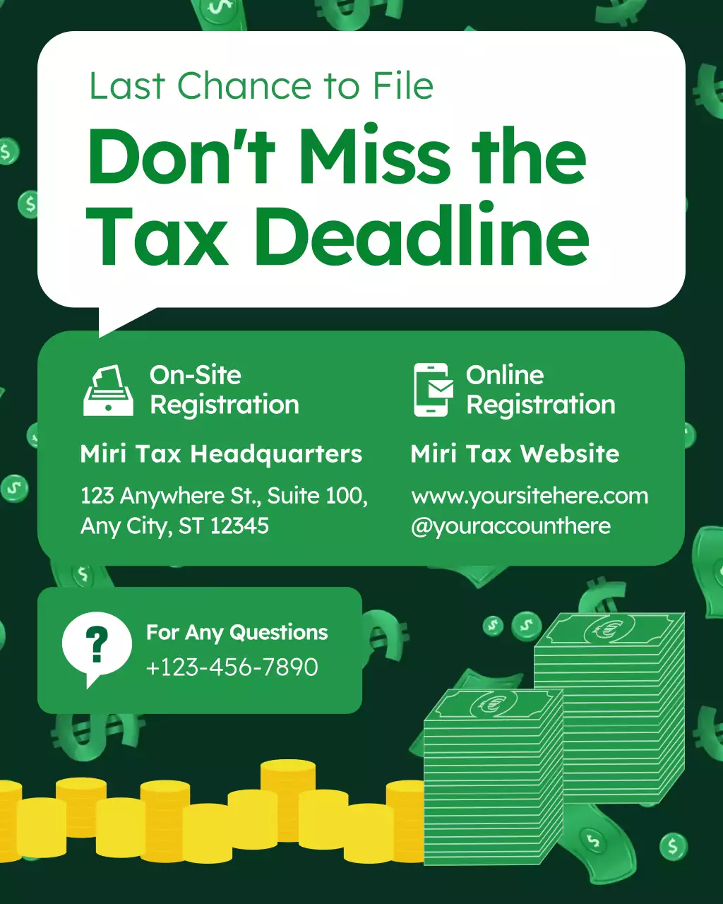 Green and White Tax Notice Instagram Post