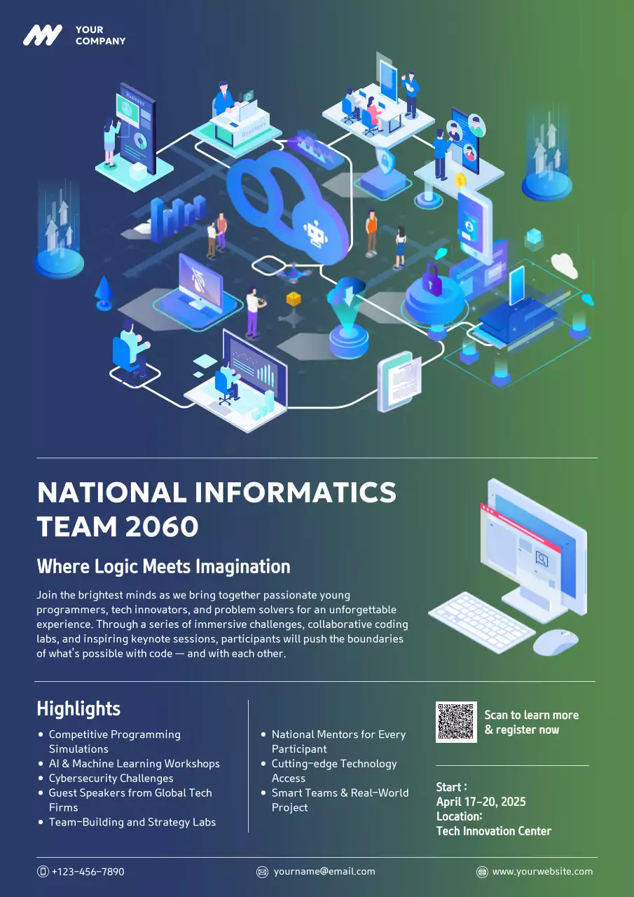 Blue Modern Tech Event Announcement Poster