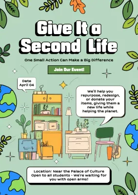 Green Retro Sustainability Invitation Poster