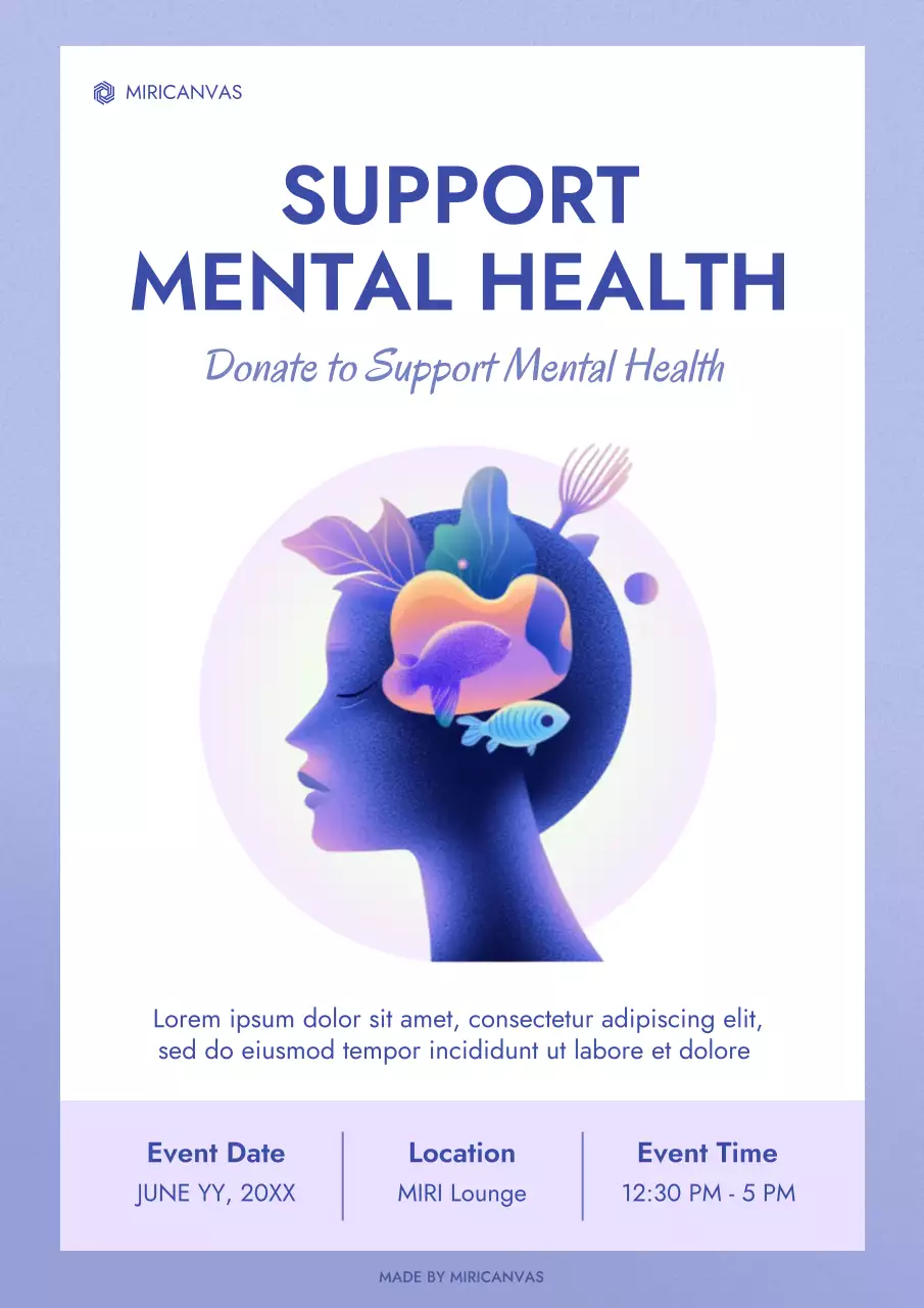 Purple Modern Mental Health Donation Announcement Poster