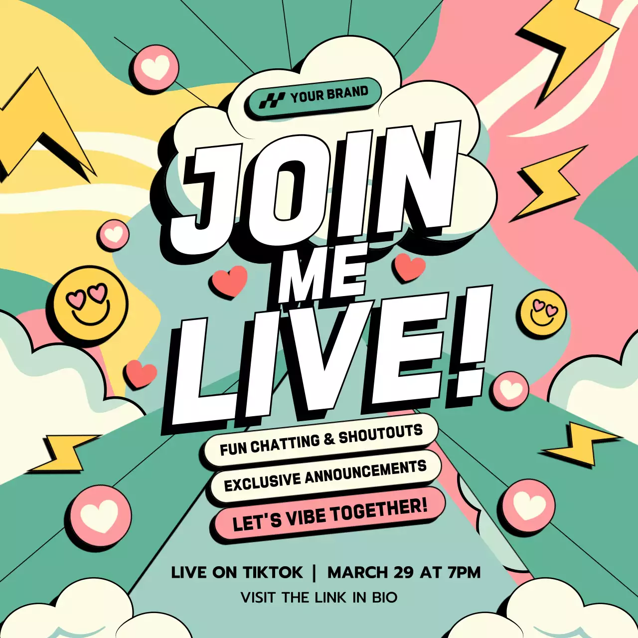 Colourful Pop Live Announcement Social Media Post