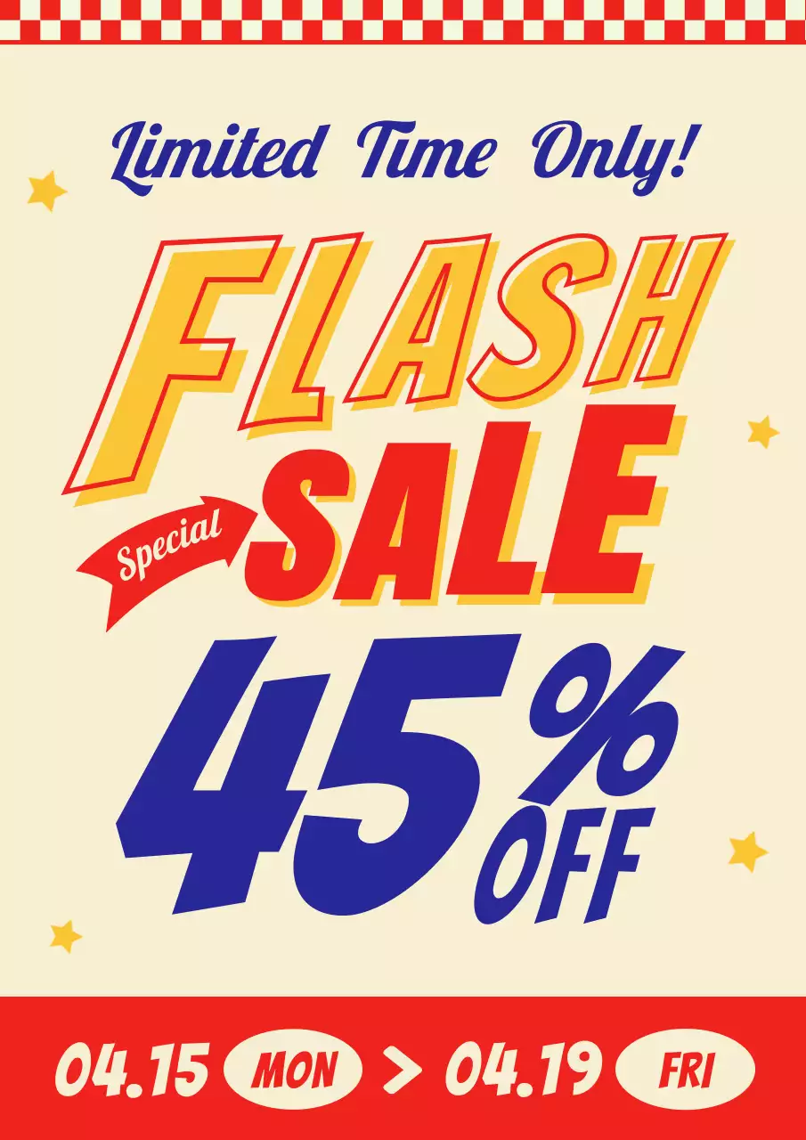 노랑 레트로 할인 행사 홍보