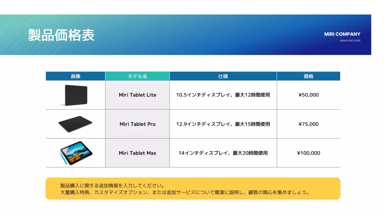 青 モダン ビジネス 資料 製品紹介書