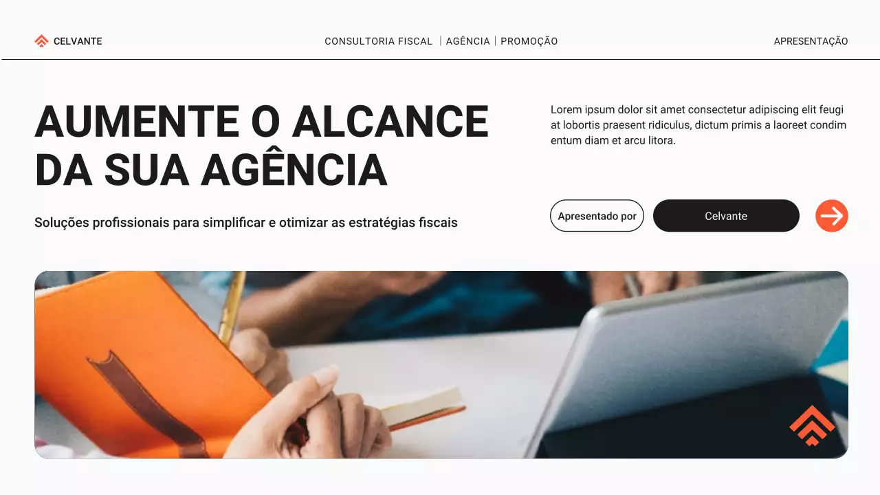 Promoção da agência de consultoria fiscal moderna Black and Orange