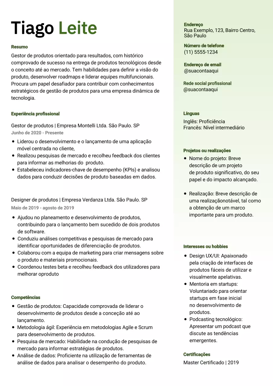 Green Minimal Gestor de produtos numa empresa tecnológica em fase de arranque Carreira Emprego Recrutamento de pessoal