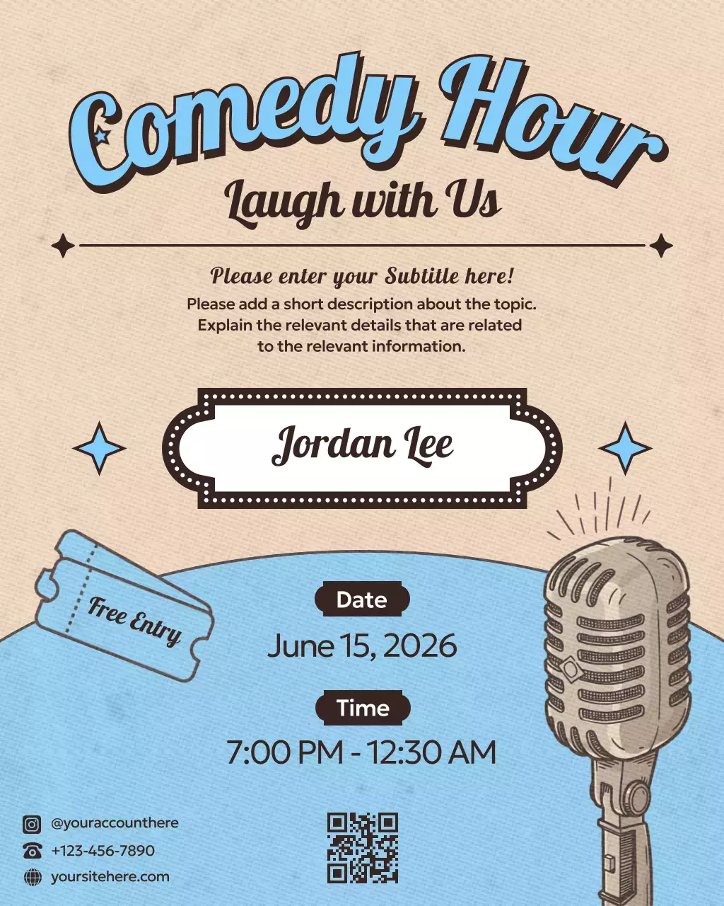 Beige Retro Comedy Invitation Instagram Post