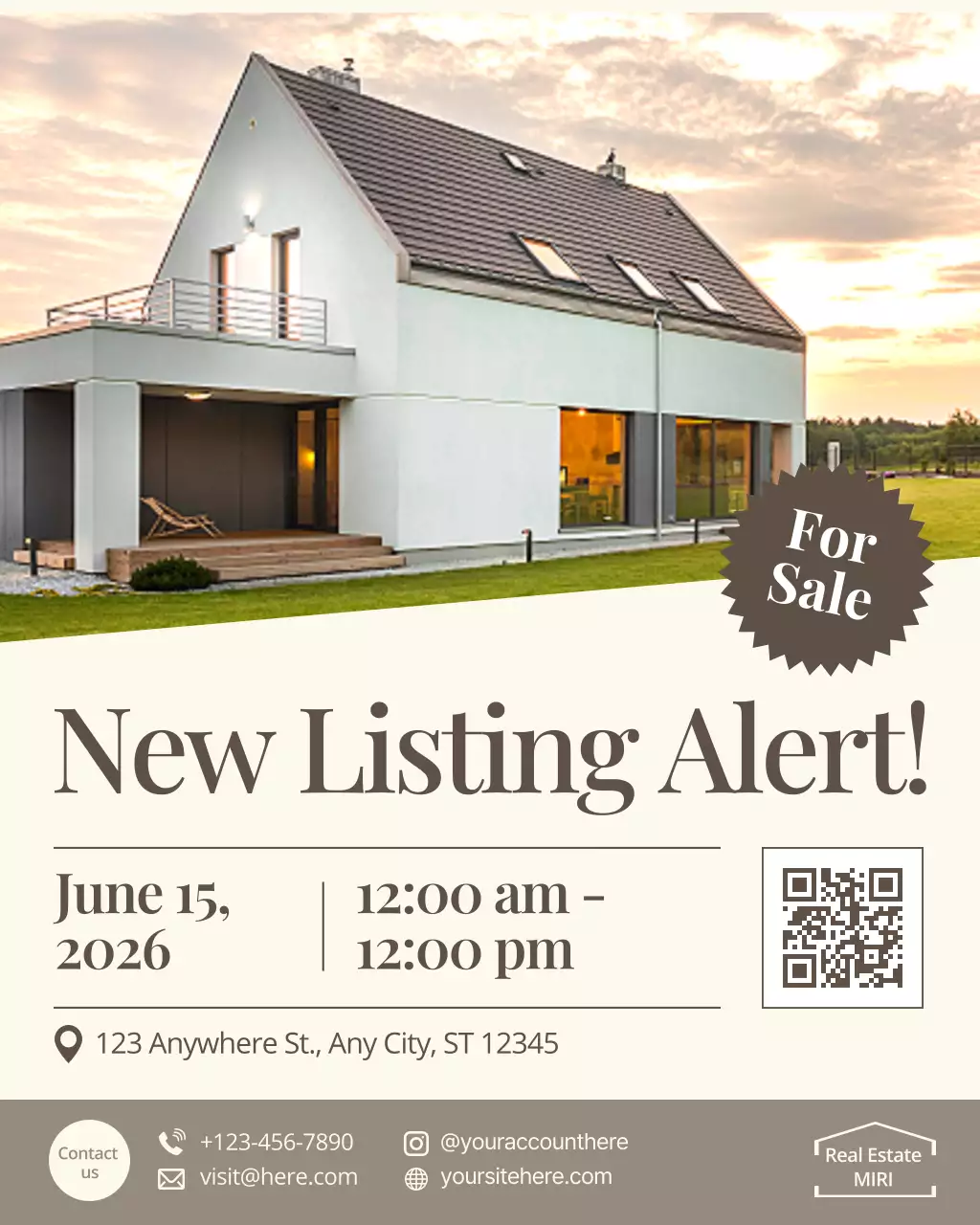 Beige Modern Real Estate Announcement Instagram Post