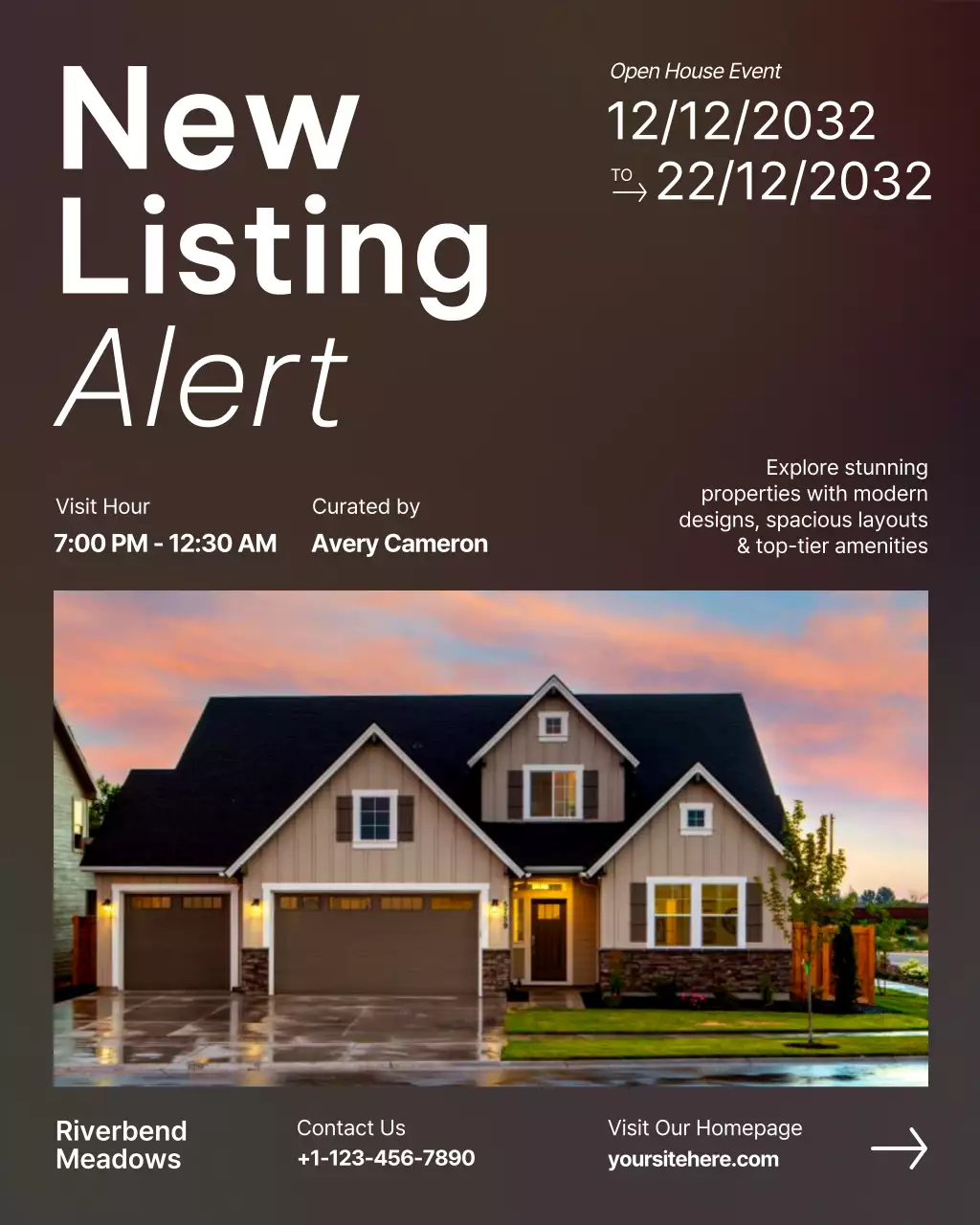 Grey Modern Real Estate Open House Announcement Instagram Post