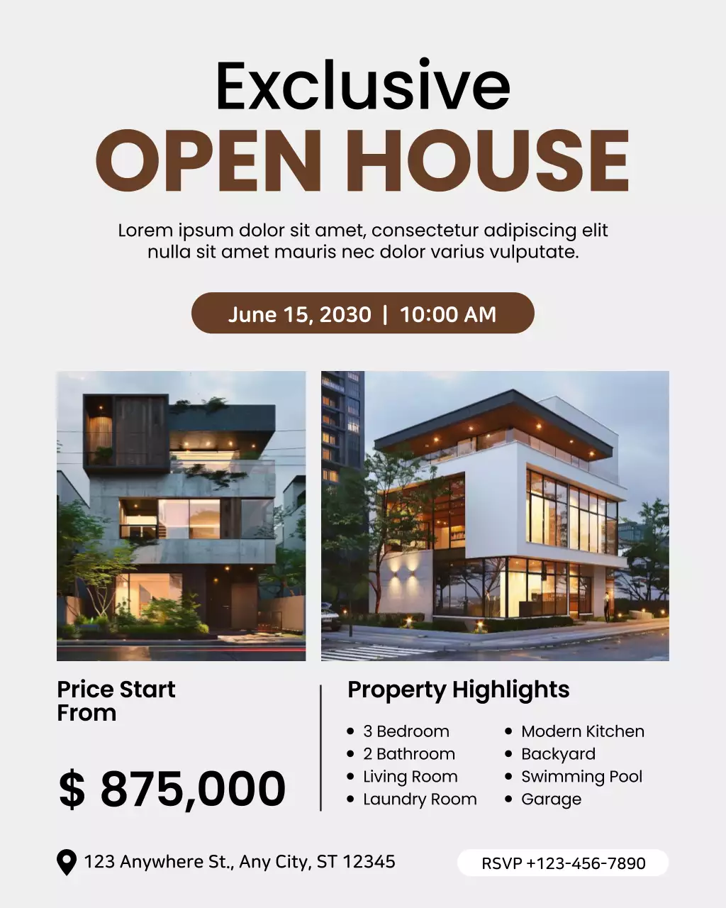 Brown Modern Real Estate Invitation Instagram Post