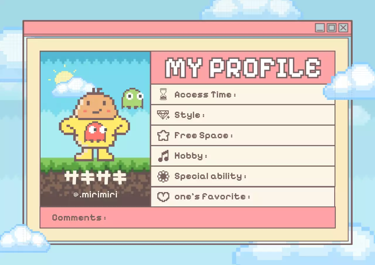 カラフル レトロ ゲーム プロフィール