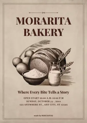 Beige Vintage Bakery Promotion Poster