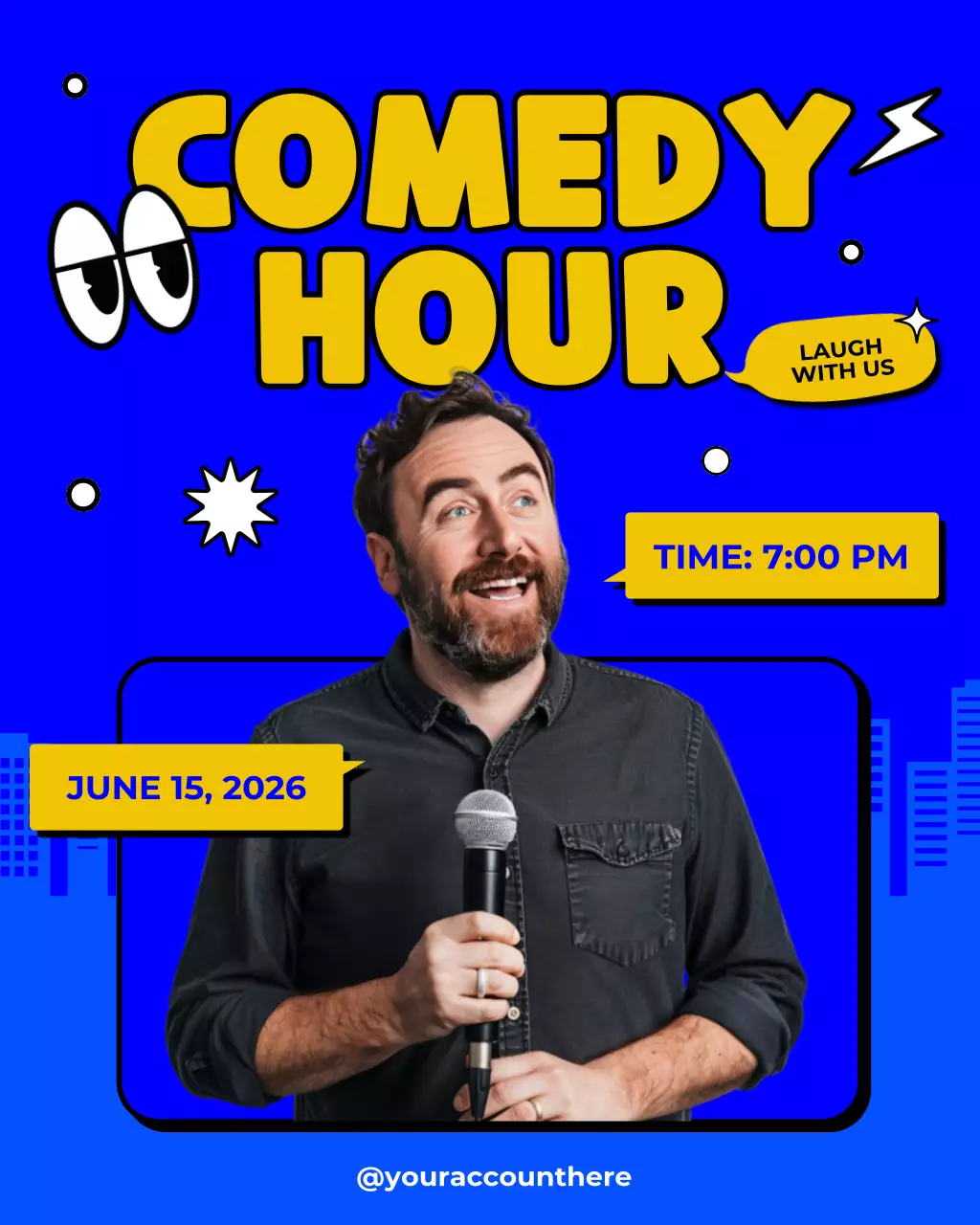 Blue Pop Comedy Event Announcement Instagram Post