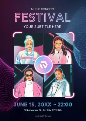 Neon Trendy Music Event Announcement Poster