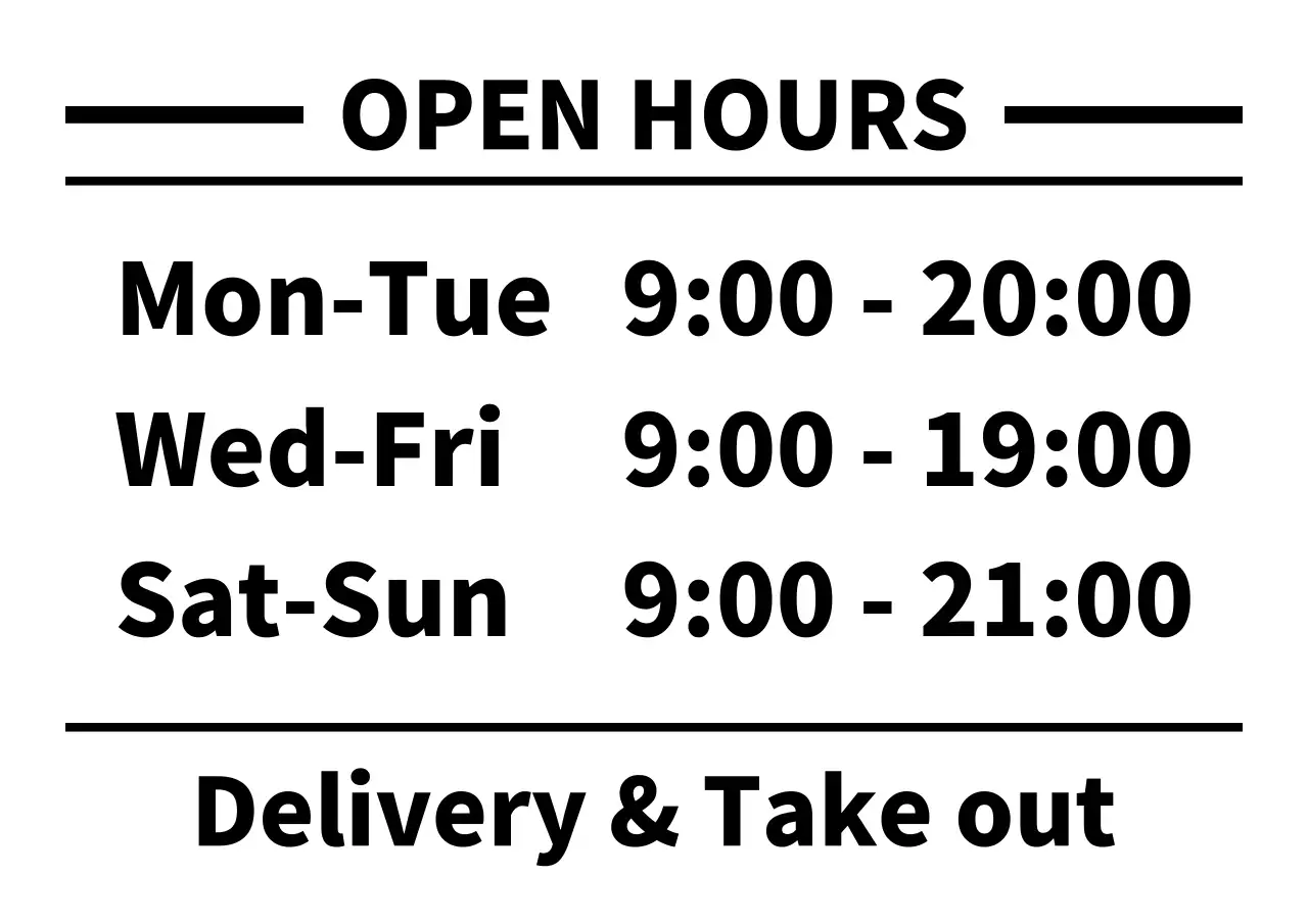 白黒 シンプル 営業時間
