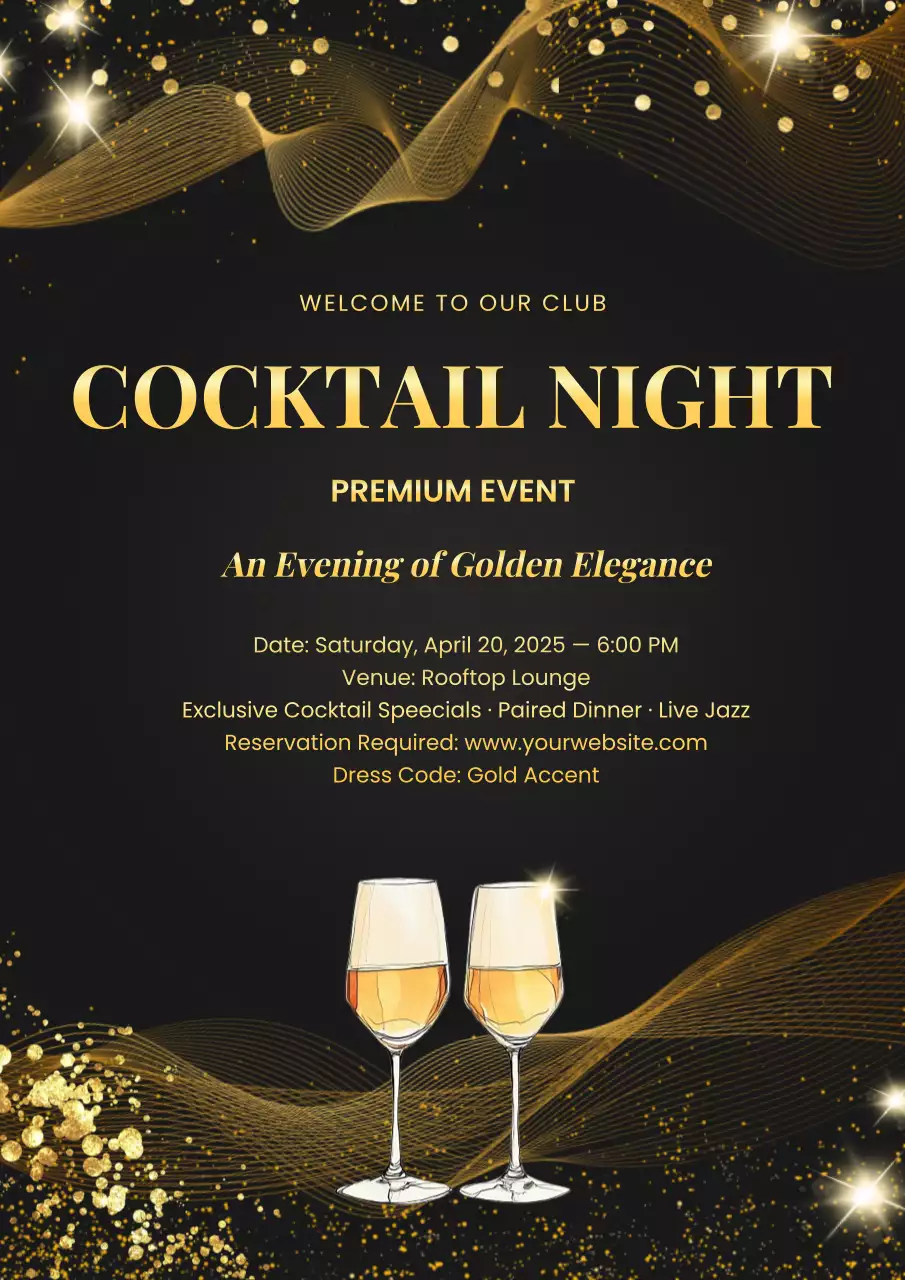 Gold Elegant Cocktail Invitation Poster