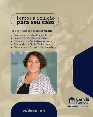 Publicação de anúncio jurídico profissional bege no Instagram