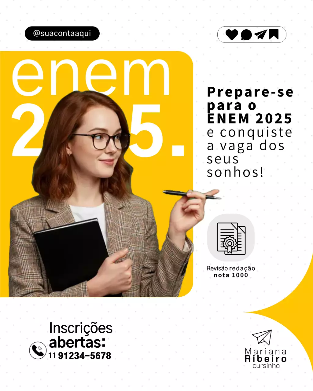 Postagem de promoção de educação moderna amarela no Instagram