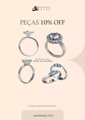 Cartaz promocional de joias elegantes bege