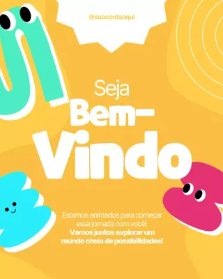 Postagem de anúncio de boas-vindas do Yellow Playful no Instagram