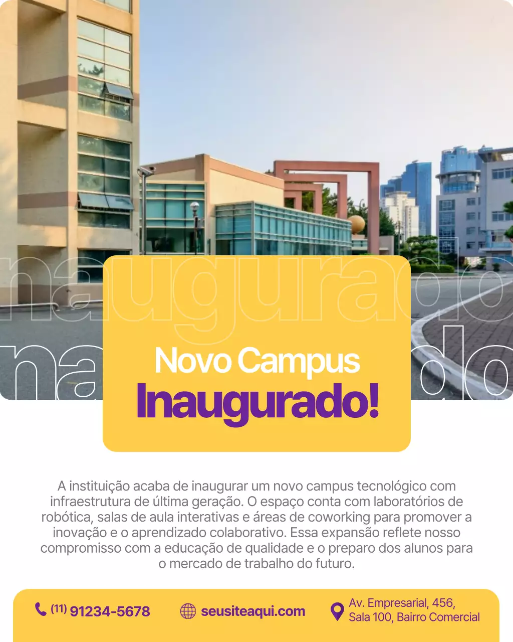 Publicação no Instagram do Yellow Modern Campus