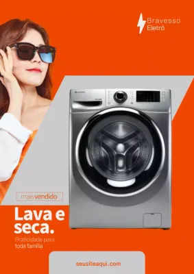 Cartaz de propaganda de eletrodomésticos modernos laranja