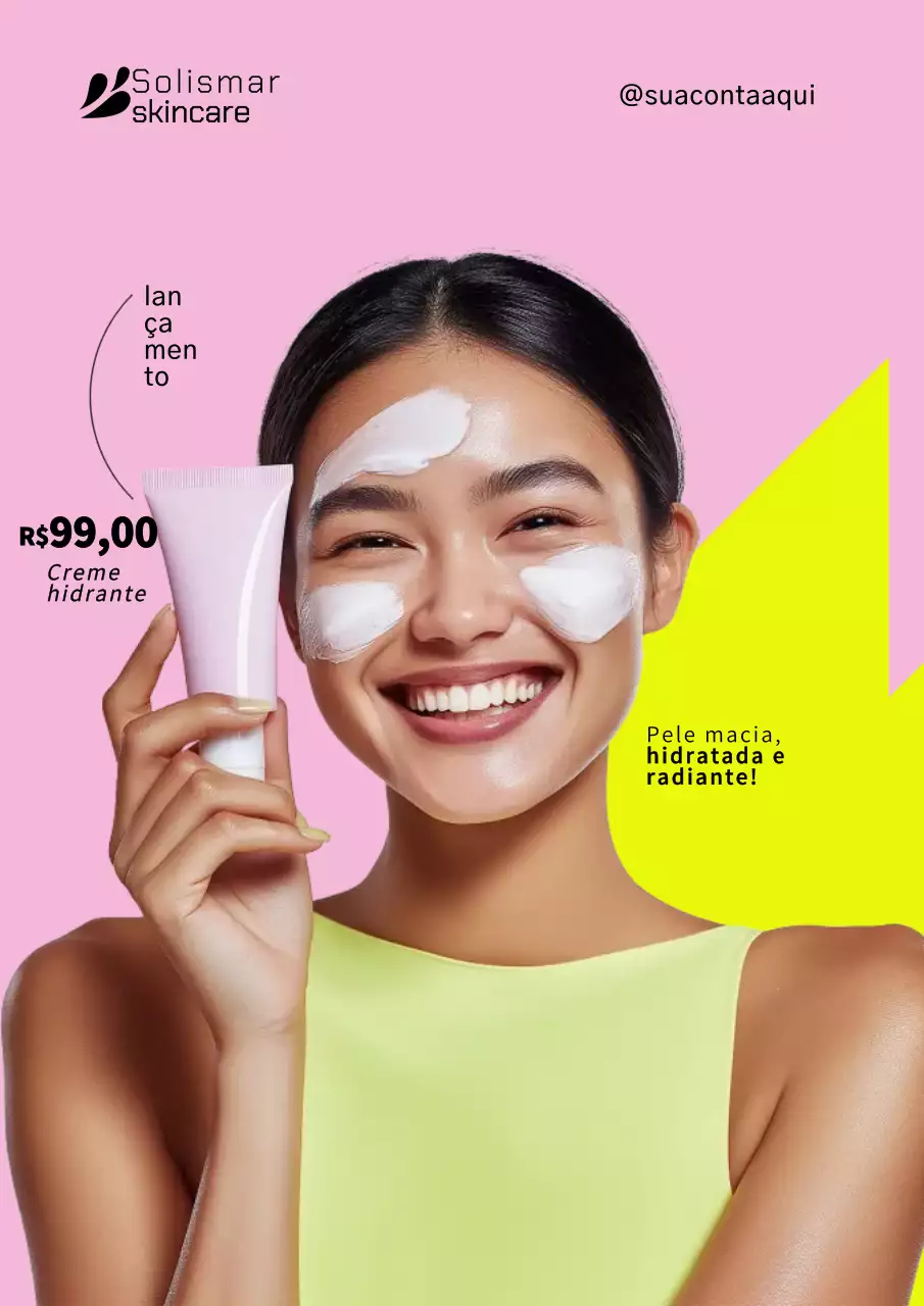 Cartaz de propaganda de cuidados com a pele modernos em rosa