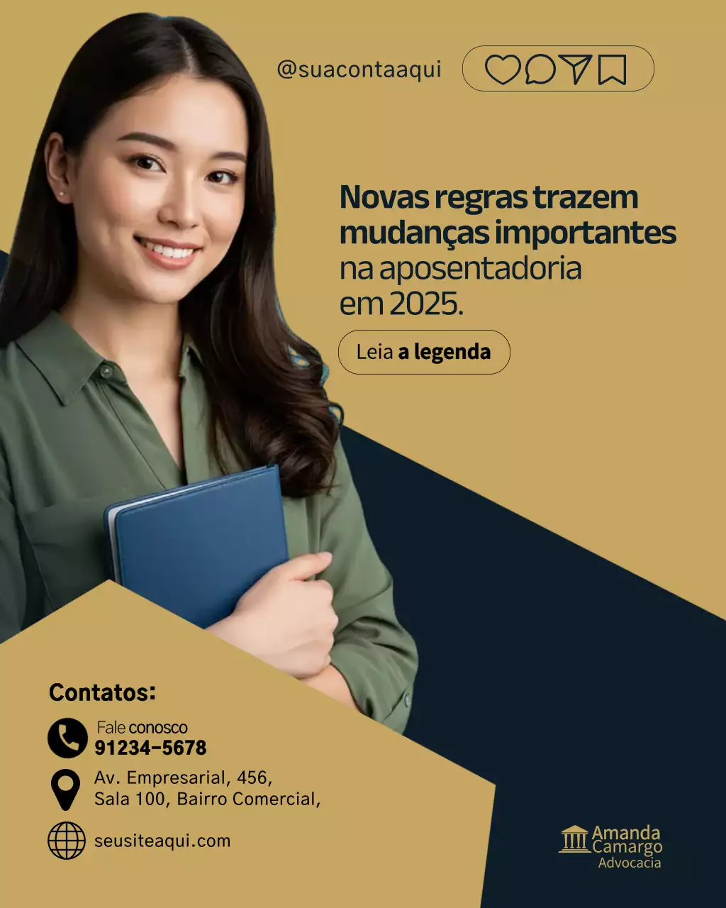 Publicação no Instagram sobre Anúncio de Aposentadoria Profissional Bege