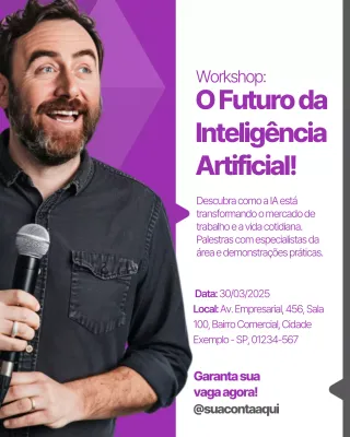Convite para Workshop de IA Moderna Roxa no Instagram