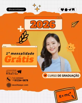 Postagem de promoção da educação moderna em laranja no Instagram