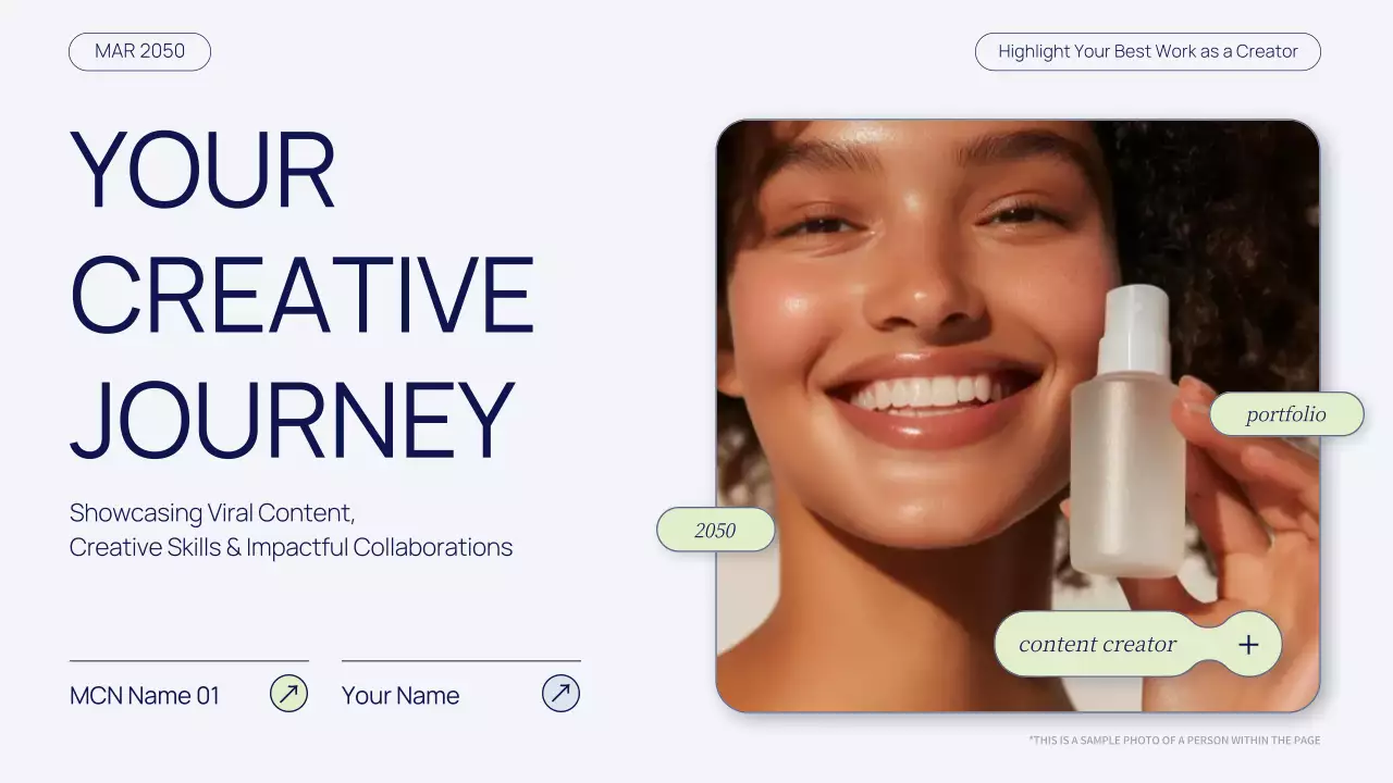 네이비 그린 모던 뷰티 콘텐츠 크리에이터 포트폴리오 프레젠테이션