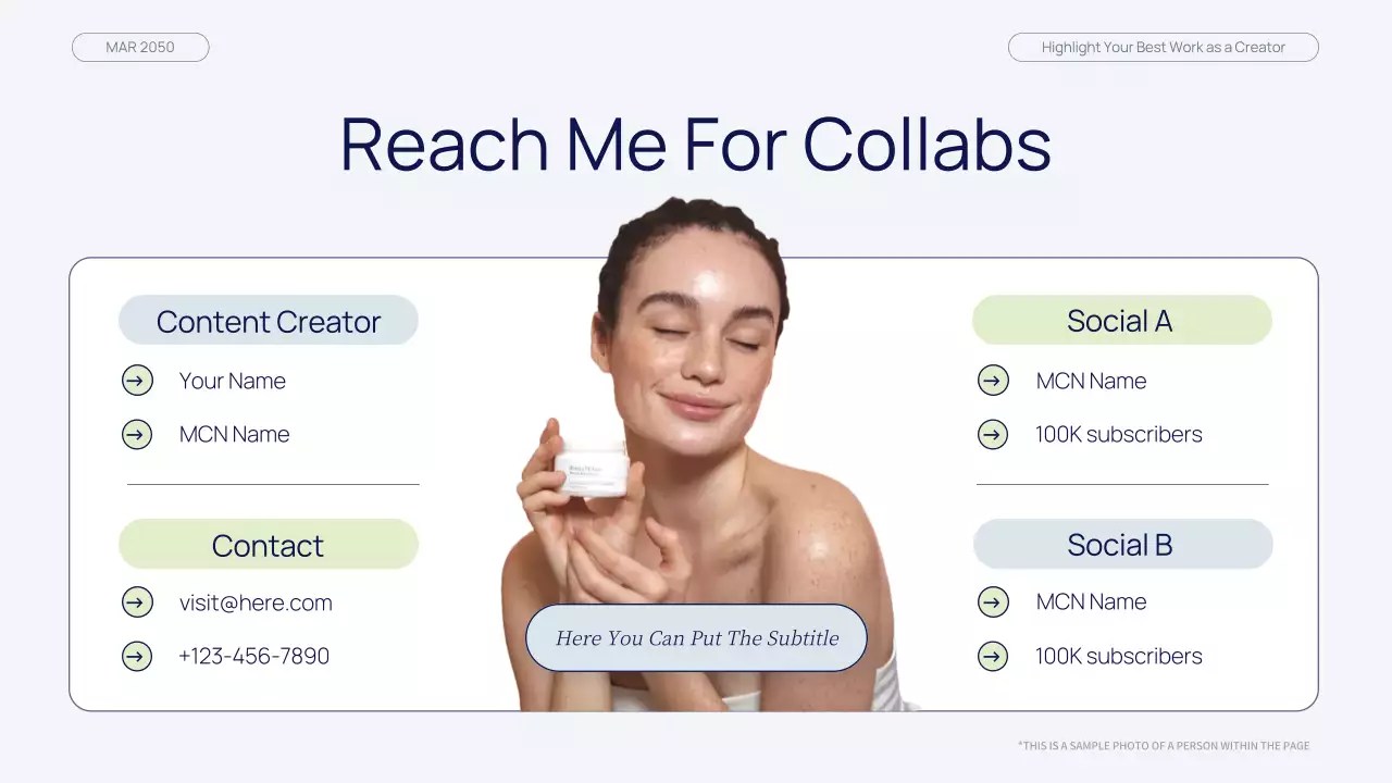 네이비 그린 모던 뷰티 콘텐츠 크리에이터 포트폴리오 프레젠테이션