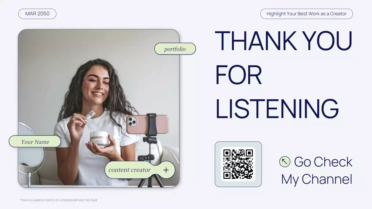 네이비 그린 모던 뷰티 콘텐츠 크리에이터 포트폴리오 프레젠테이션