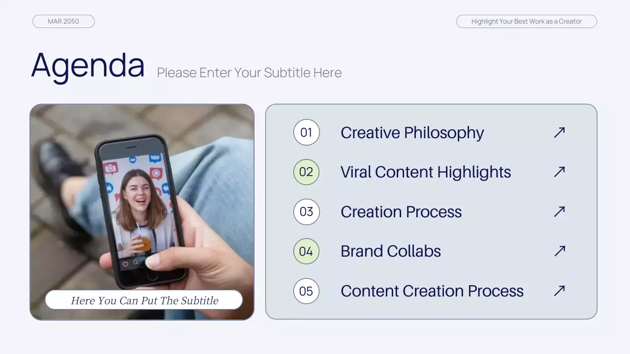 네이비 그린 모던 뷰티 콘텐츠 크리에이터 포트폴리오 프레젠테이션