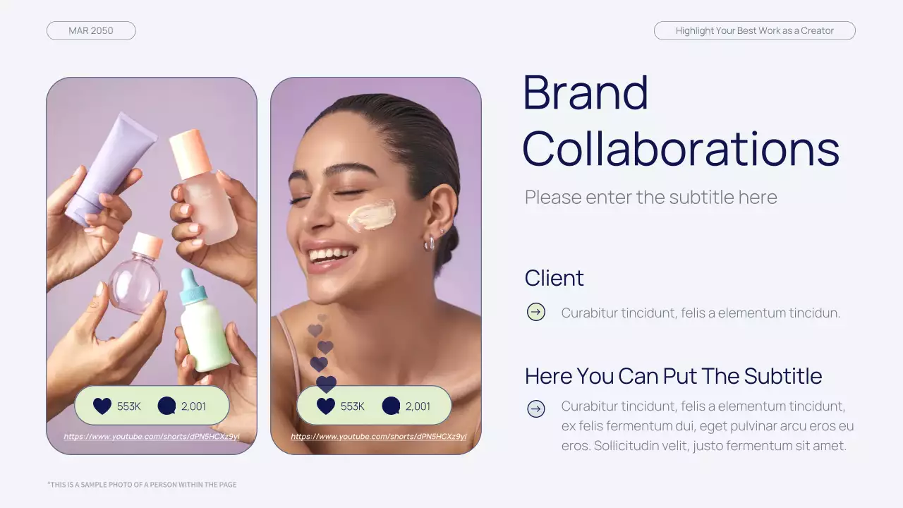 네이비 그린 모던 뷰티 콘텐츠 크리에이터 포트폴리오 프레젠테이션