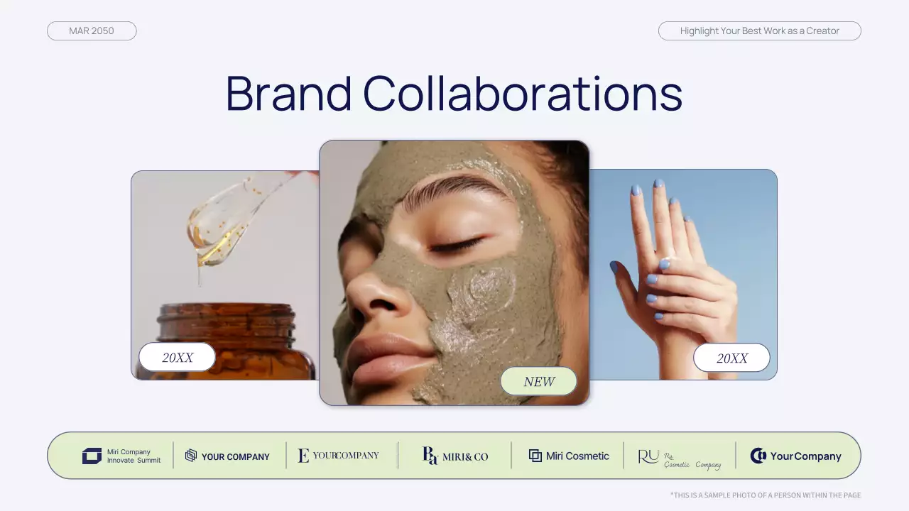 네이비 그린 모던 뷰티 콘텐츠 크리에이터 포트폴리오 프레젠테이션