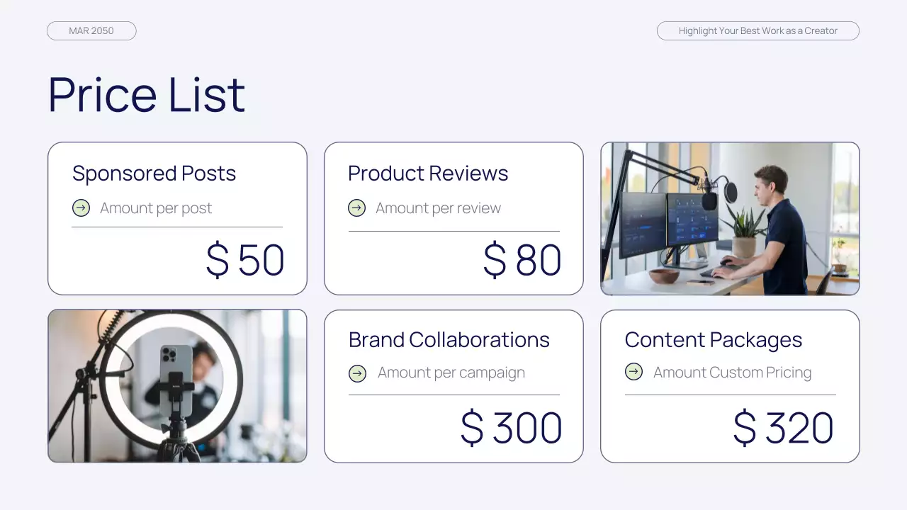 네이비 그린 모던 뷰티 콘텐츠 크리에이터 포트폴리오 프레젠테이션