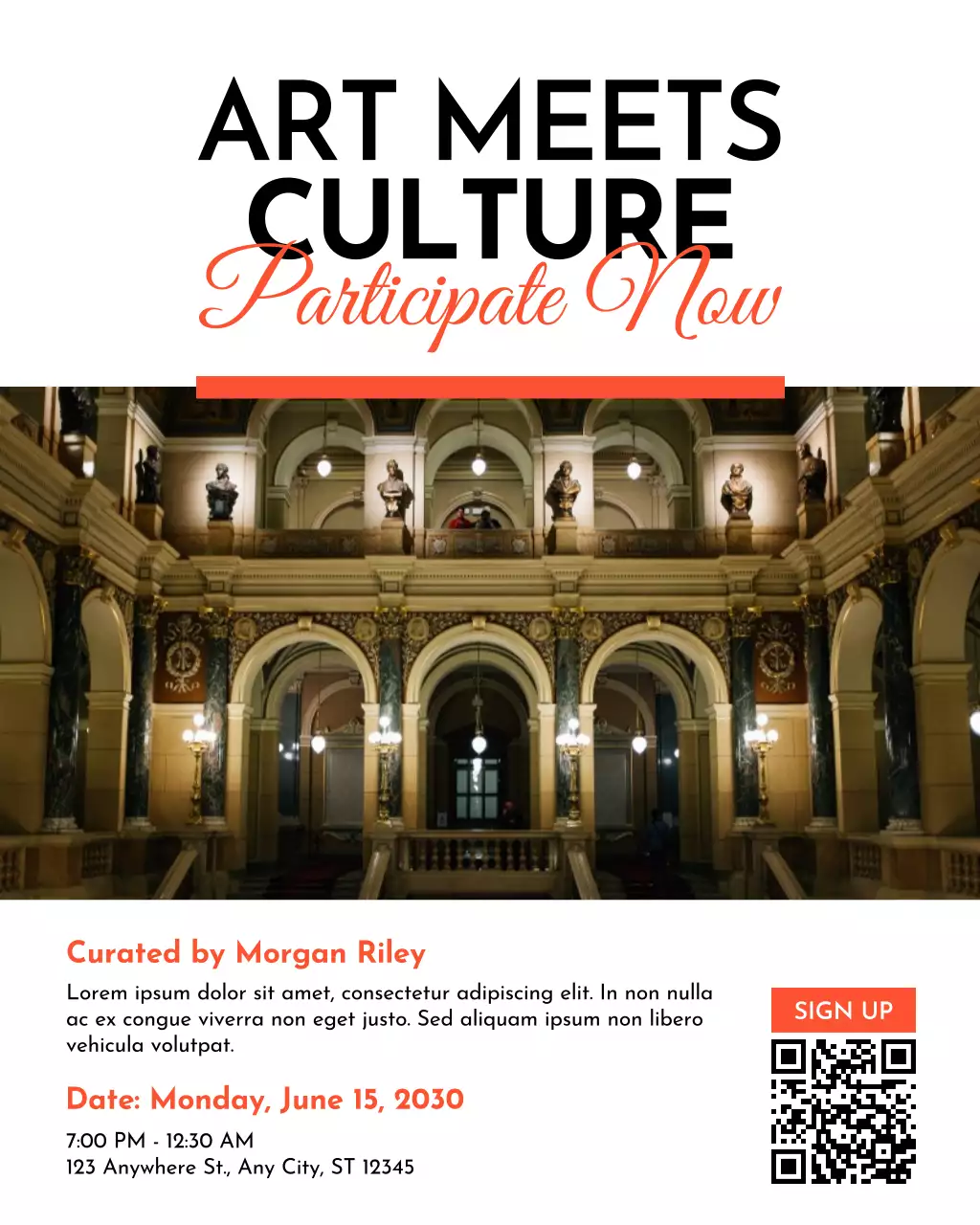 Black and Orange Modern Art Invitation Instagram Post