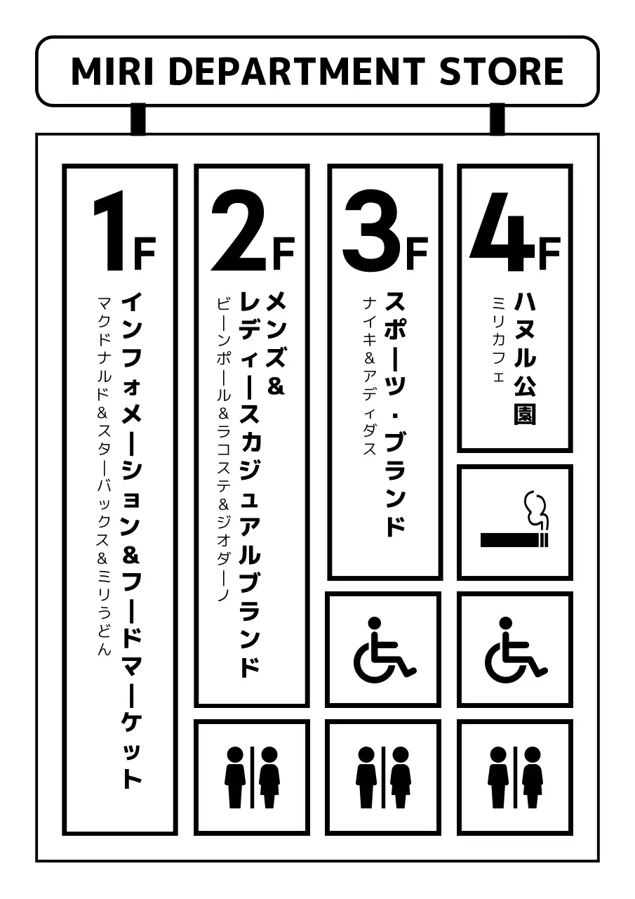 白黒 シンプル 階別案内